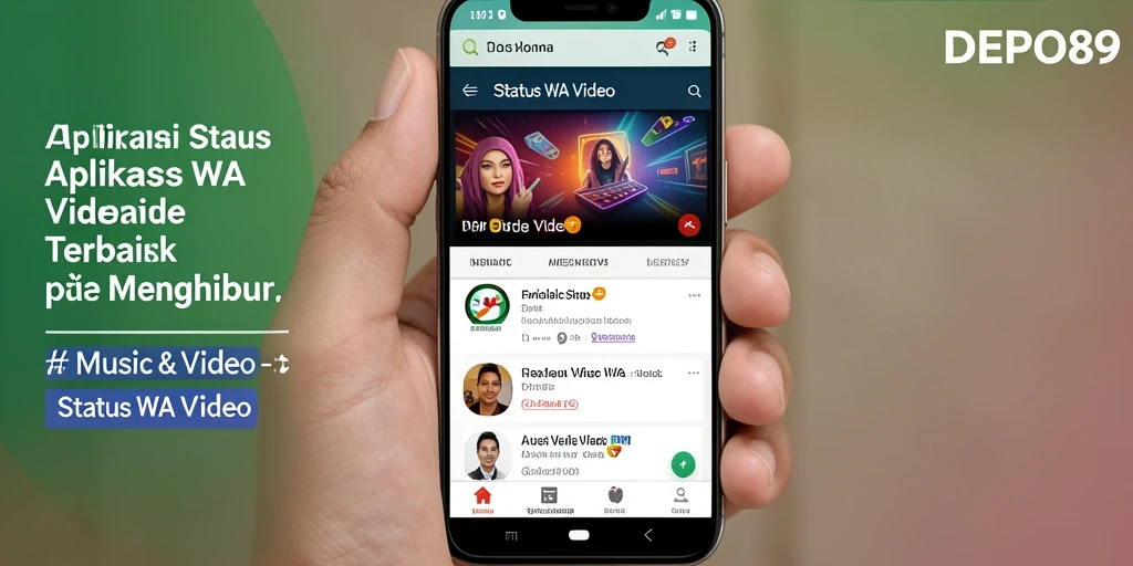 Tampilan antarmuka DEPO89 yang menarik dengan koleksi video status WA.