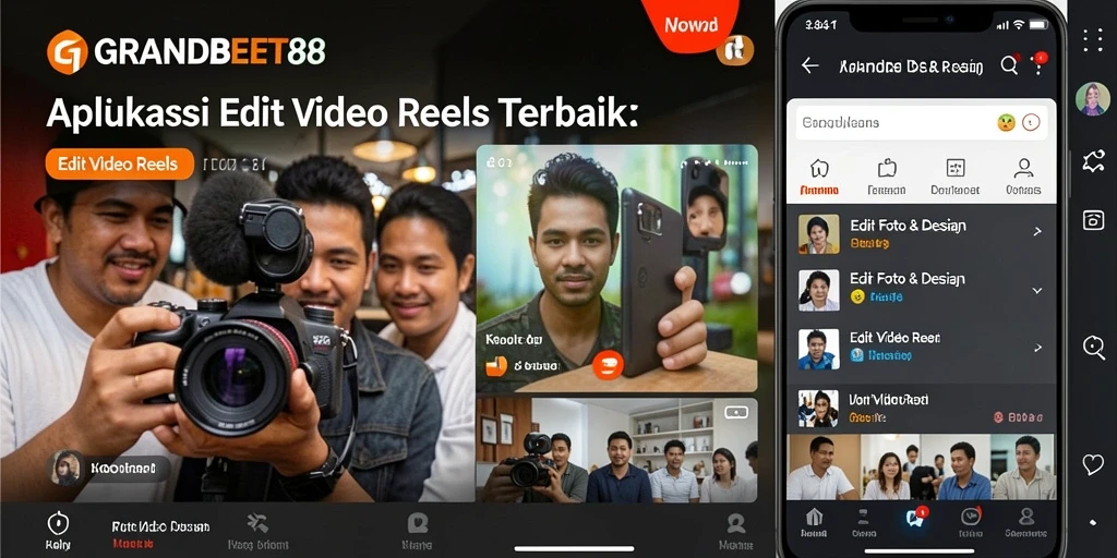 Tampilan antarmuka aplikasi GRANDBET88 untuk editing video.