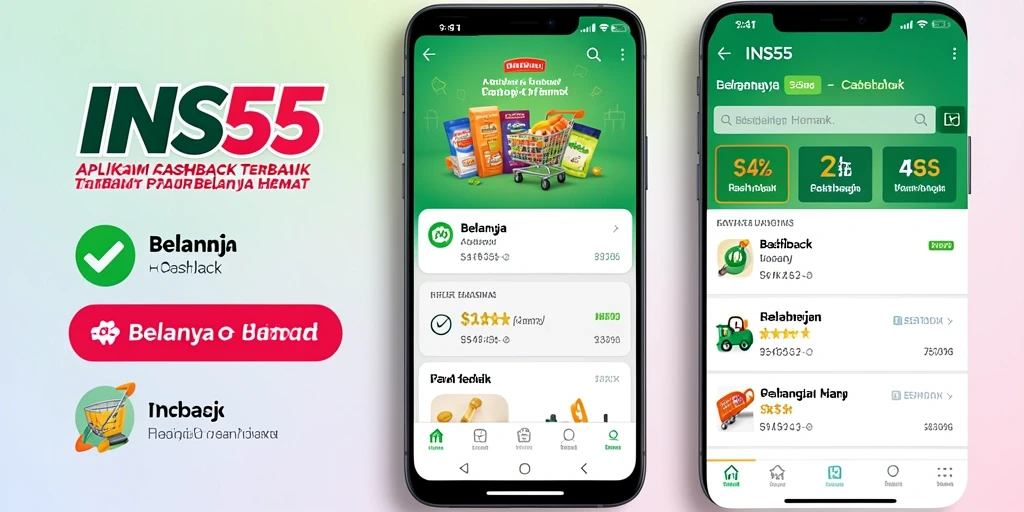 Antarmuka aplikasi INS55 dengan fitur Cashback yang menarik.