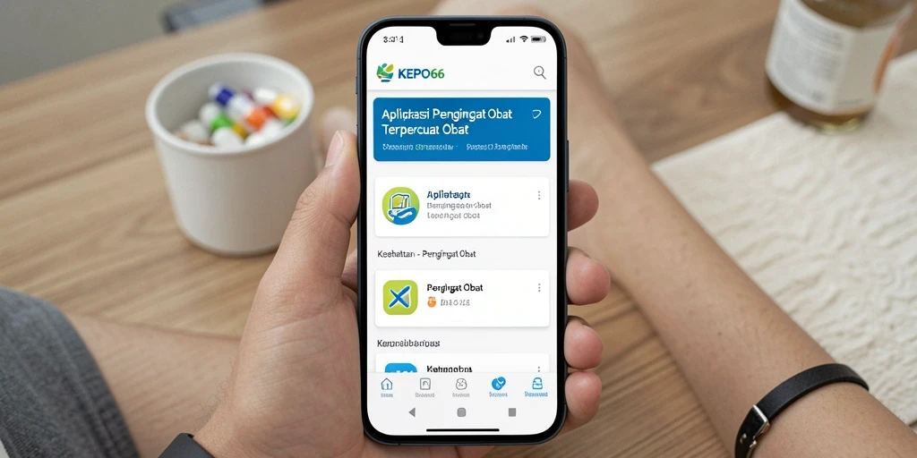 Tampilan antarmuka utama KEPO66 yang menampilkan pengingat obat.