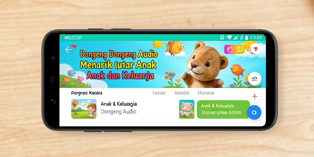 Tampilan antarmuka menarik dari aplikasi Dongeng Audio MG525.