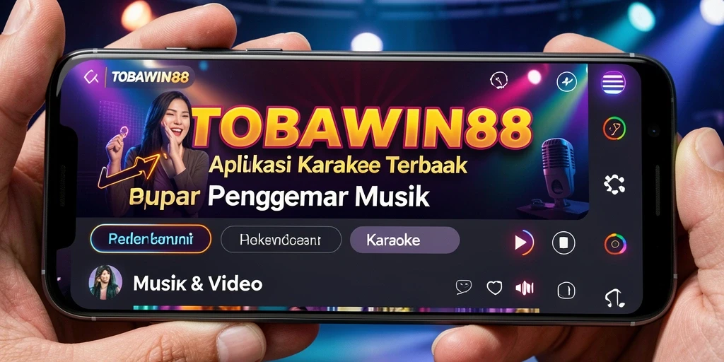 Tampilan antarmuka TOBAWIN88 saat memilih lagu dan melihat lirik.